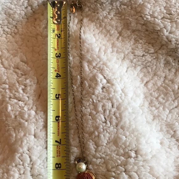 NWOT Lia Sophia GILDED ROSE Resin Necklace w/crystal & pearl bead - Picture 6 of 7